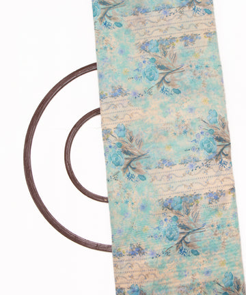 Sea Green Colour Floral Print Modal Chanderi Fabric